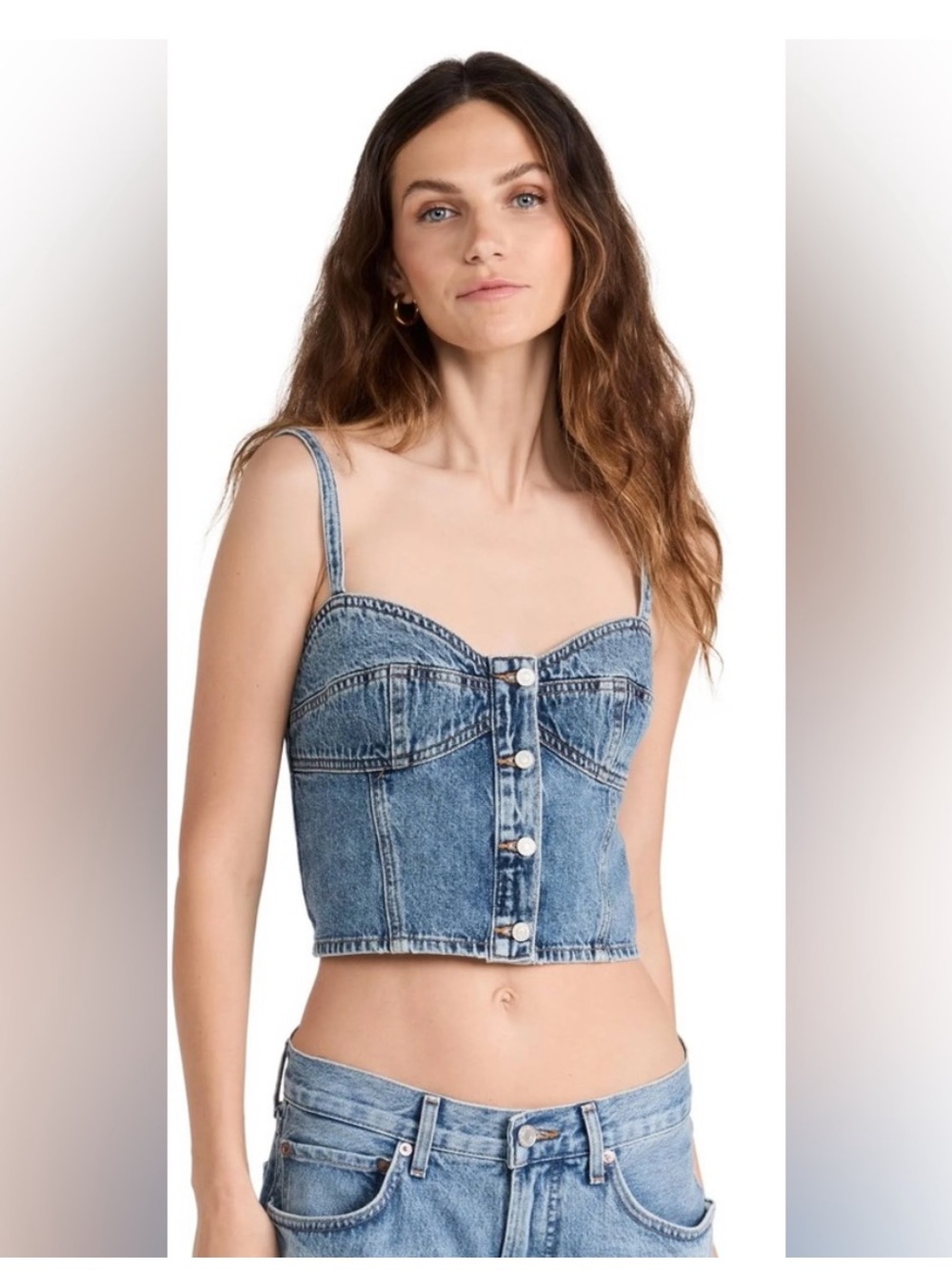 NWT AGOLDE Lola Denim Bustier Crop Top Temor